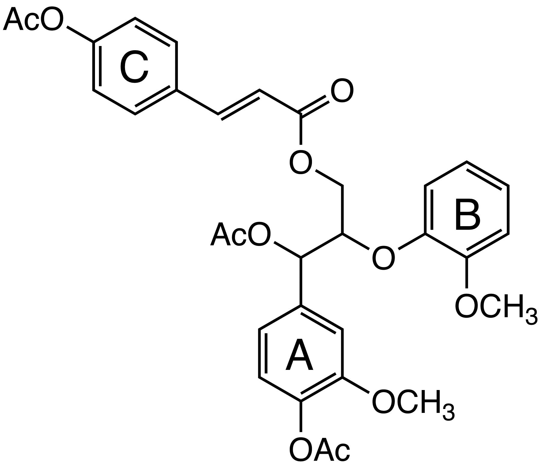 4-Acetoxycinnamic Acid 3-acetoxy-3-(4-acetoxy- 3-methoxyphenyl)-2-(2-methoxyphenoxy)propyl Ester image